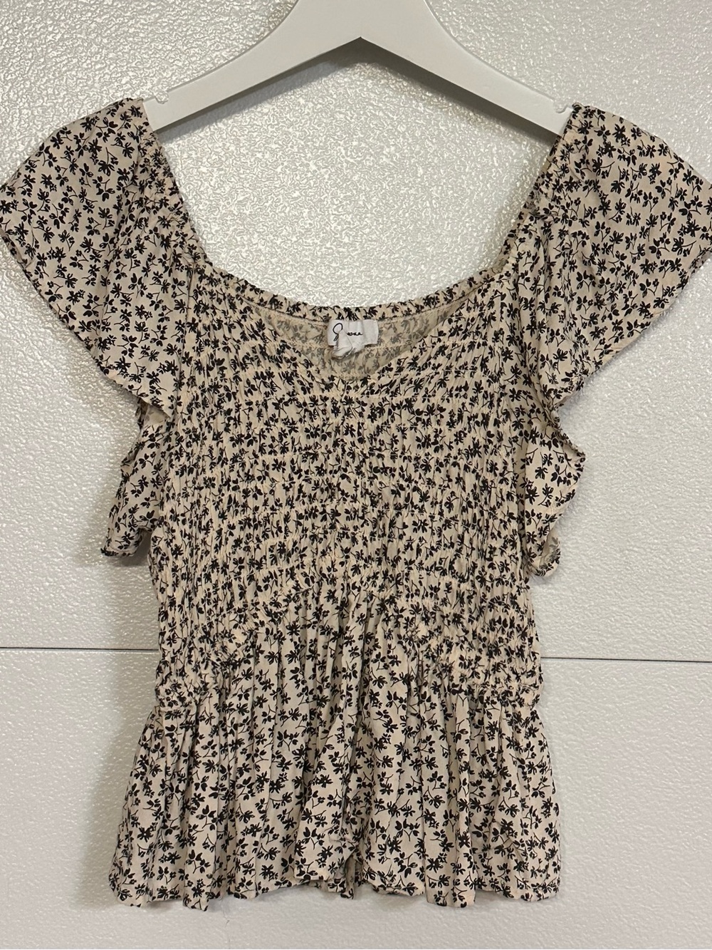 Japna Cream Blouse with Black Floral Print